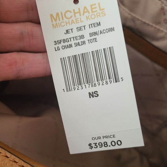 Michael Kors Chain Tote Bag – NWT Brown MK Logo Gold Hardware Shoulder Purse - Picture 9 of 12